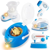 Kids' Mini Kitchen Appliance Pretend Play Set - Washing Machine, Refrigerator, Coffee Maker, Sewing Machine, Bread Maker, Scale Toys