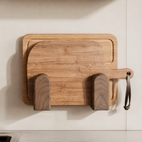 Walnut Lid Organiser, Wall Mounted Rack for Saucepans, Compact Kitchen Storage, Sturdy Pot Lid Holder for Home