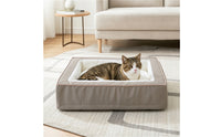 Rectangular Cat Bed Structured Cat Bed with Cushion Cozy for Small Pets, Indoor