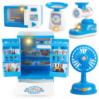 Kids' Mini Kitchen Appliance Pretend Play Set - Washing Machine, Refrigerator, Coffee Maker, Sewing Machine, Bread Maker, Scale Toys