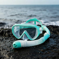 Adjustable Kids Snorkel Set Soft Silicone Snorkeling Mask Lightweight Swim Gear Compact for Youngster, Beginners