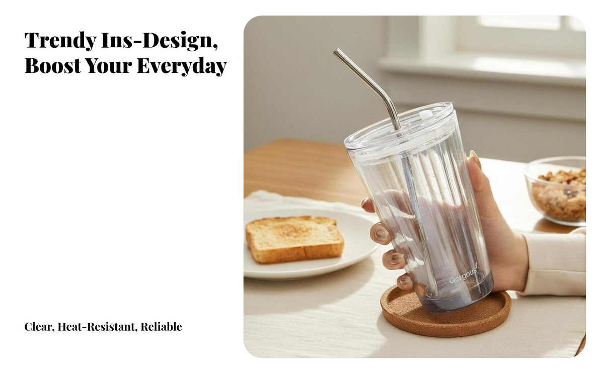 Iridescent Glass Tumbler Aesthetic Design Glass Straw Cup Reusable Coffee Cup for Young Adults, Office Workers, Daily Use, Gifting, Travel