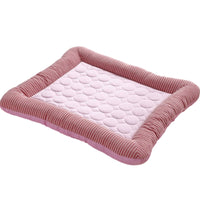 Summer Dog Cooling Mat with Raised Edge Foam Cat Cooling Bed with Padded Border Ice Silk Pet Bed with Raised Edge Easy to Clean for Pets, Floor, Apartment