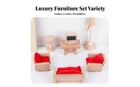 Wooden Dollhouse Furniture Set Realistic Design Dollhouse Accessories Set Educational Doll House Room Children's Set