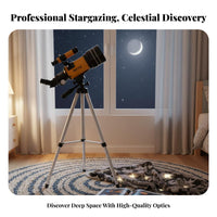 High Magnification 70mm Opening Tele Easy Assembly Astronomical Tele with Tripod Fully Multi-Coated Lens Optical Instrument Phone Mount Compatible for Beginners, Amateur Astronomers, Moon Watching, Educational Purposes, Backyard, Outdoor