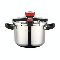 Gas and Induction Compatible Stainless Steel Pressure Cooker Multiple Safety Features Stainless Steel Pressure Pot Even Heat Distribution Single-Hand Opening Cooker Anti-Scald Handles for Home Cooks, Families