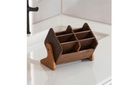 Wooden Cosmetic Storage Box Desktop Makeup Organizer with Compartments Tabletop Vanity Organizer with Dividers for Dresser, Lavatory Counter, Bedroom