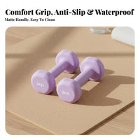 2 Pieces Non-Slip Grip Dumbbell Hand Weights Compact Vinyl Coated Dumbbells Ergonomic Handle Lightweight Dumbbells Anti-Roll Design for Women, Beginners, Kids, Home Gym, Office