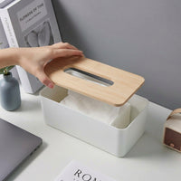 Tissue Paper and Facial Tissue Box Holder with Phone Stand, Modern Minimalist Style Desk Storage for Home Office, White Rectangular Tissue Box