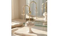 floralThemed Earring Display Stand Gold-Toned Decorative Jewelry Stand Polished Jewelry Display Organizer Stable Base
