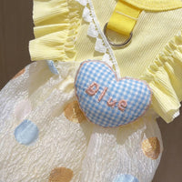 Dog Princess Dress with D-Ring Leash Attachment, Ruffled Dog Skirt for Small Dog Clothes, Imported Autumn Wear Cat Princess Dress Puppy Clothes