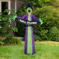 Spooky Halloween Inflatable Witch Scary Inflatable Witch Decoration Tall Sturdy for Yard, Lawn