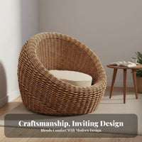 3 Pieces Hand-Woven Spherical Wicker Chair Set Natural Aesthetic Indoor Furniture Bohemian design Lounge Seating Sturdy Construction for Homeowners, Interior Designers, Adults, Living Room, Bedroom, Sunroom, Balcony