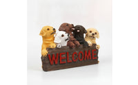 Welcome Sign with Dog Figures Hand-Painted Dog Statue with Welcome Sign Outdoor