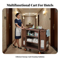 Multifunctional Hotel Cart Easy Mobility Housekeeping Cart Large Capacity Hotel Cleaning Trolley for Housekeepers, Janitors, Office Building, Hospital