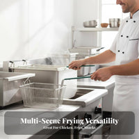 Commercial Fry Basket Large Capacity Wire Mesh Frying Basket High Temperature Resistant Kitchen Utensil for Chefs, Restaurant, Cafeteria