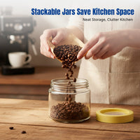 Glass Airtight Storage Jar, Food Grade, Moisture-Resistant, Kitchen Seasoning Organizer, Stackable