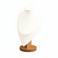 Long-Lasting Necklace Display Bust Soft Textile Finish Mannequin Necklace Stand Solid Wood Base Jewelry Bust Display for Dressing Table