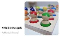 12 Pieces Stackable Montessori Type Figures Rainbow Wood Peg Dolls Develops Fine Movement Skills for Toddlers, Kids, Preschool, Daycare