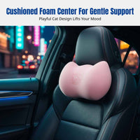 Car Support Pillow, Memory Foam Waist Pad, Cute Cat Design, Ergonomic Spine Support for Driver Seat, Women, Universal Fit