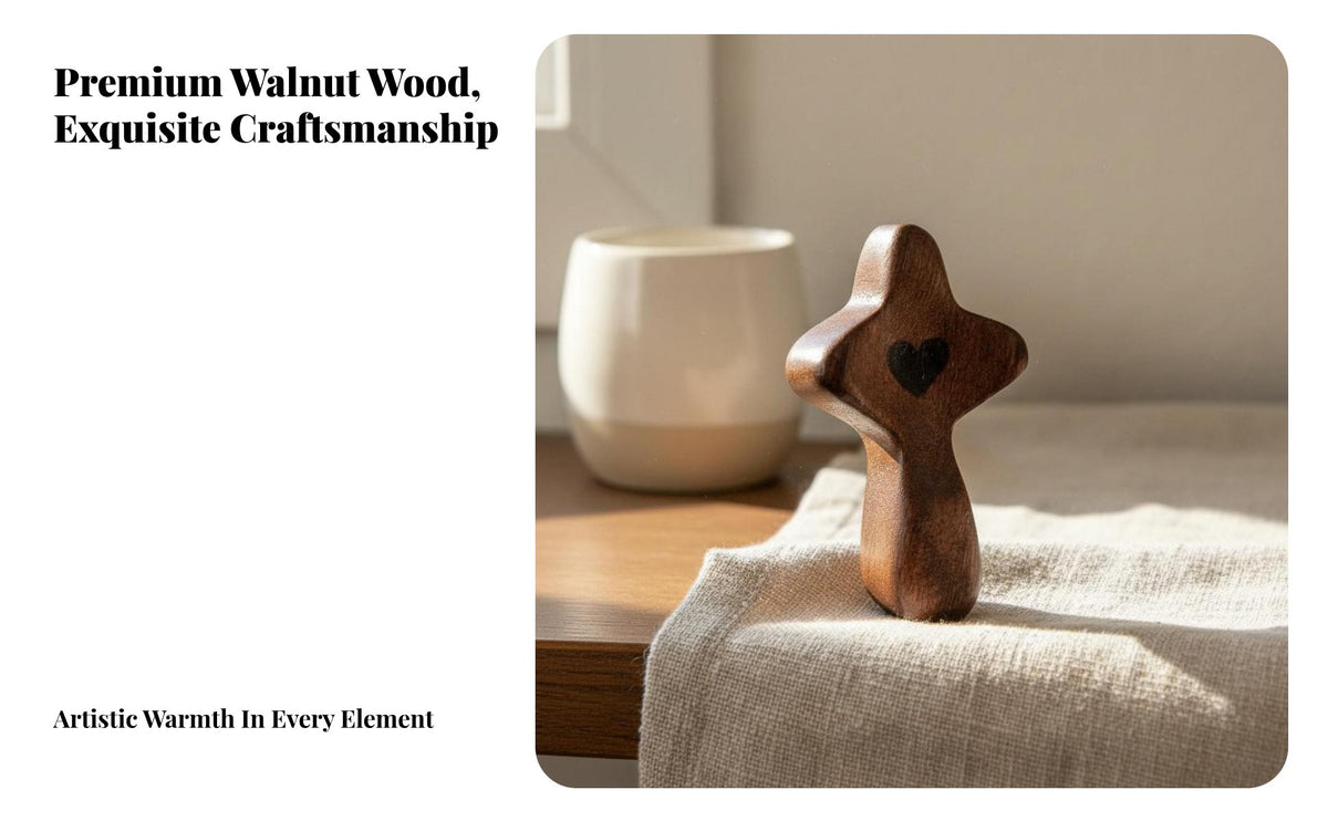Wooden Thumb Cross Hand Polished Handheld Comfort Cross Smooth Touch for Members, Grieving Individuals, Easy to Carry, Holidays, Meditation
