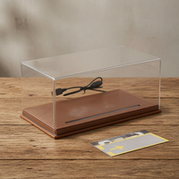 1:24 Scale Leather Acrylic Dustproof Display Case with LED Lights for Alloy Car Models