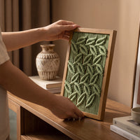Cord Art with Wooden Frame Compact Framed Textile Art Rectangular Tabletop Decor for Entryway, Study