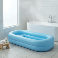 Portable Inflatable Nursing Bath Tub Cushioned Inflatable Basin with Drain Hose Easy to Store Bedside Bathing Basin Lightweight for Bedridden Patients, Elderly, Caregivers