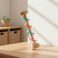 Wooden Waterfall Rhythm Tube Early Educational Wooden Rainstick Smooth Edges Rainmaker Toy for Young Children, Infants