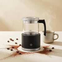 Hot and Cold Automatic Milk Frother Transparent Cup Electric Frother Clear Lid Milk Warmer Compact for Countertop