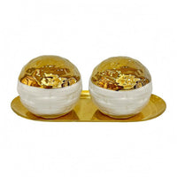 Tabletop Jar Tray Set Reflective Finish Ceramic Storage Jar Set Dust-Resistant Decorative Ceramic Jars