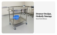 Heavy Duty Hospital Instrument Trolley Guardrail Protection Stainless Steel Medical Cart Safety Guardrails Dressing Change Cart Rust-Resistant for Oral Professionals, Veterinarians, Operating Room, Medical Facility, Laboratoryoratory Oratory, Kitchen