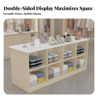 Multifunctional Double-Sided Display Cabinet Heavy Duty Clothing Shop Display Rack Scratch-Resistant Retail Island Table Easy to Clean for Retailers, Homeowners, Boutique, Showroom, Warehouse, Home