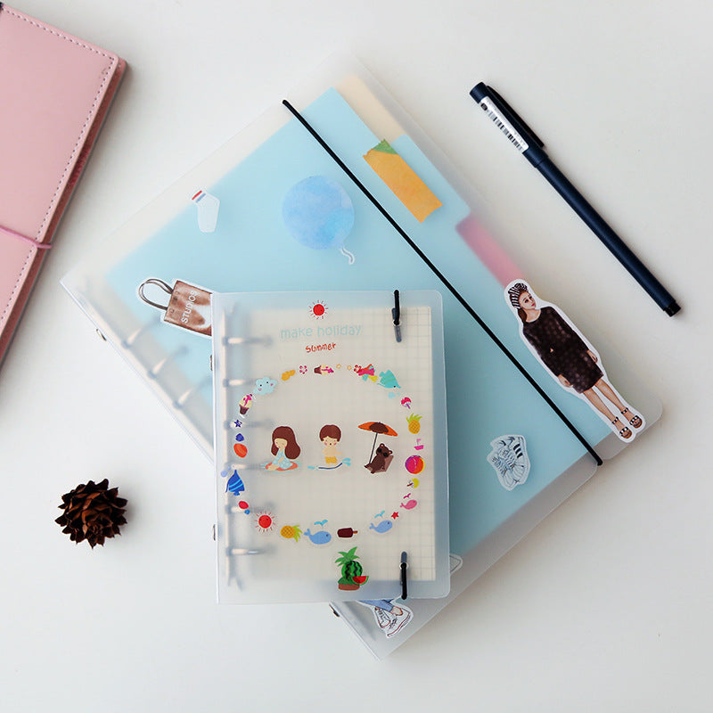 Translucent Frosted PP Loose-Leaf Notebook with Elastic Band, Portable Planner