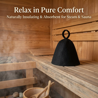 Steam Room Hat, Sauna Cap for Enthusiasts, Breathable Wool, Sweat Absorbent, Traditional Design, Hanging Loop, FZ Standard