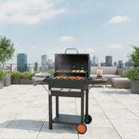 Heavy-Duty Charcoal Barbecue Grill with Side Shelves Food-Grade Charcoal Grill with Side Shelf Ergonomic Space-Saving for Patio
