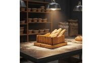 Stable Cutting Slots Bamboo Bread Cutter Easy to Clean Bread Slicing Board with Tray Space Saving Bamboo Toast Cutter for Home, Commercial