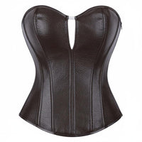 Zipper Side Leather Bustier Faux Leather Corset for Clubbing