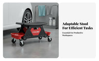 Heavy-Duty Steel Construction Car Detailing Rolling Stool 360-Degree Swivel Casters Auto Detailing Stool Easy Glide Movement for Mechanics