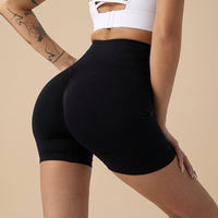 Gym Shorts for Women with High Waist Control and Lifting Design, Nylon Compression Running for Cycling and Workouts