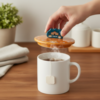 2024 New Ceramic Mug Lid with Cute Design, Universal Dustproof Round Cup Cover for Home Use
