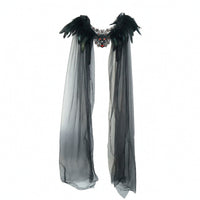 Shoulder Cape with Feathers Feathered Gothic Cape with Cranium Transparent Capelet for Cosplayers, Entertainers