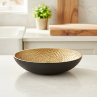 Oval Bowl with Hammered Texture Elegant Aluminum Bowl with Wide Large Serving Dish for Dining Table