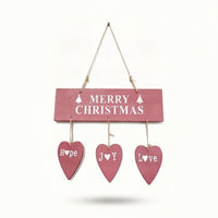 Easy to Hang Christmas Wall Sign Romantic Hanging Plaque with Hearts Warm Wooden Heart Sign Rustic for Homeowners