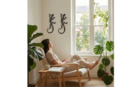 2 Pieces Ornamental Gecko Wall Decor Slim Gecko Sculpture Modern Metal Charming for Patio