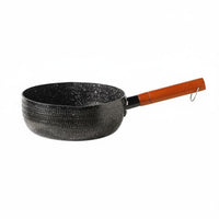 Maifan Stone Coating Japanese Yukihira Pan Multi-Functional Non-Stick Milk Pan Easy to Clean Single Serving Pasta Pot Wooden Handle for Students, Singles, Dorm Room
