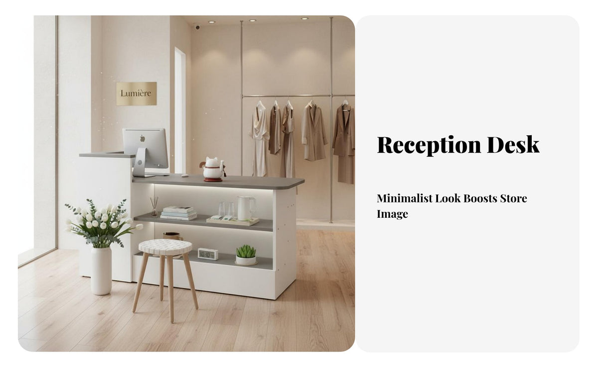 Wide Countertop Salon Reception Counter Sturdy Construction Modern Checkout Counter Wear-Resistant Modern Shop Front Desk Multi-Purpose for Receptionists, Business Owners, Office Managers, Lobby