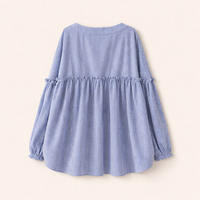Shirts for Women UK with Ruffle Trim and Puff Sleeves, Oversized for Office and Business Casual, Button Front Blouse