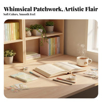 50 Sheets Patchwork Note Paper Cute Patterns Scrapbook Collage Fine Paper-Resolution Printing Junk Journal Ephemera Pack for Scrapbooking, Card Making