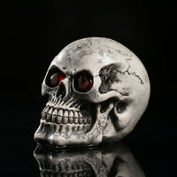 Sculpted Skull Gothic Skull with Red Eyes Realistic Decor Handmade for Desk